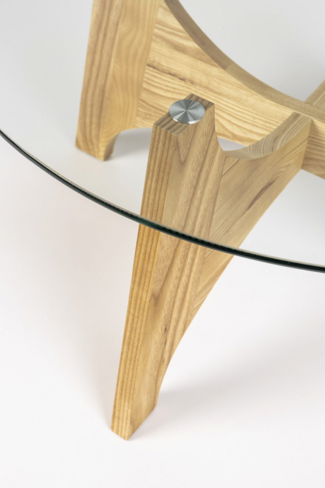 Sofabord 'Kobe' Rund 80cm - Natur/Glas