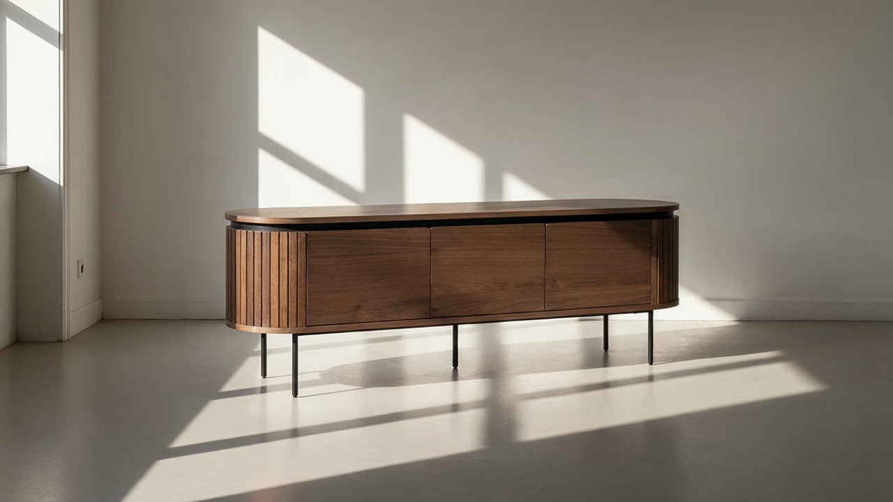 Tv-bænk 'Kärra' - Valnød/Sort