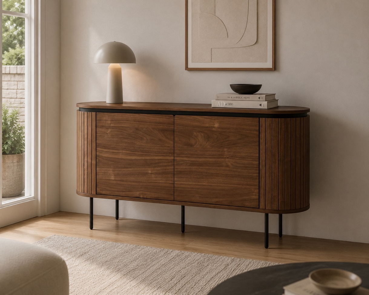 Sideboard 'K&auml;rra' - Valn&oslash;d/Svart