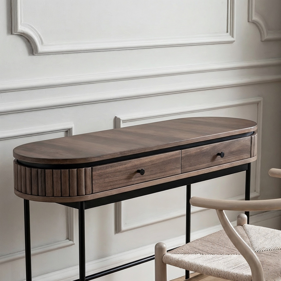 Skrivebord 'Kärra' - Valnød/Svart