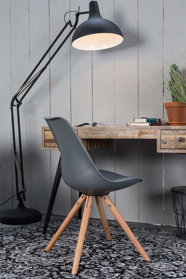 Skrivebord/Sidobord 'Leo' - Teak/Stål