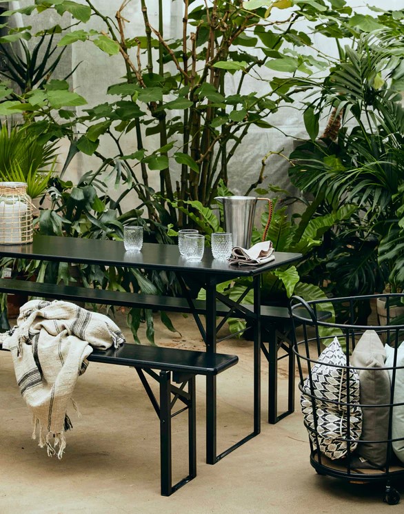 Bord og bænke 'Garden' 220x60cm - Sort