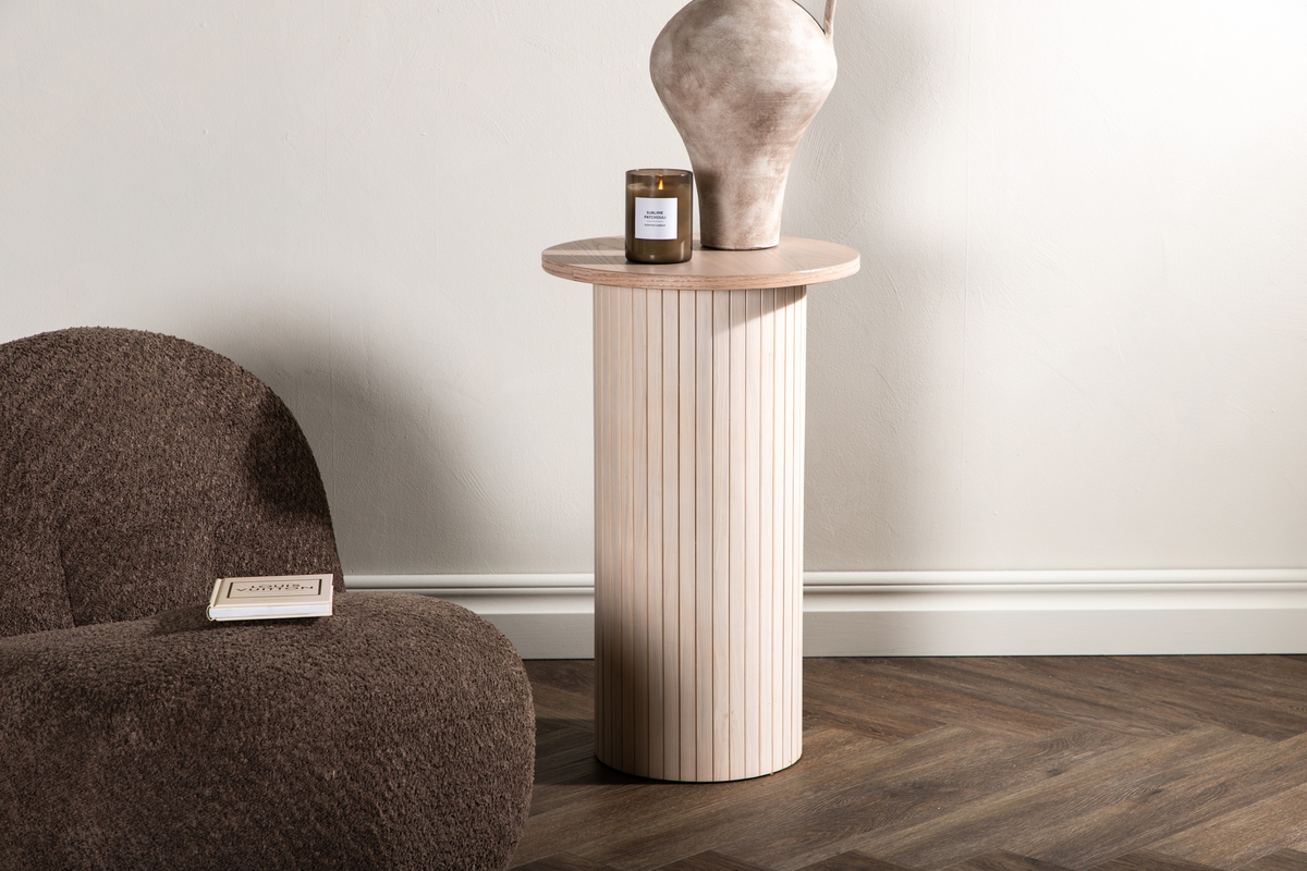 Sidebord 'Barkaby' Rund 40cm - Beige