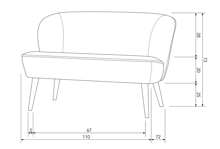 Sofa 'Sara' - Benhvid/Sammet