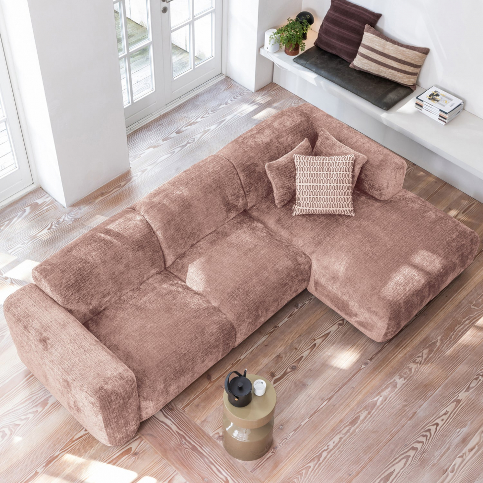 Sofa ‘Cloud’ 3-personers chaiselong venstre - Brungrå/Rosa