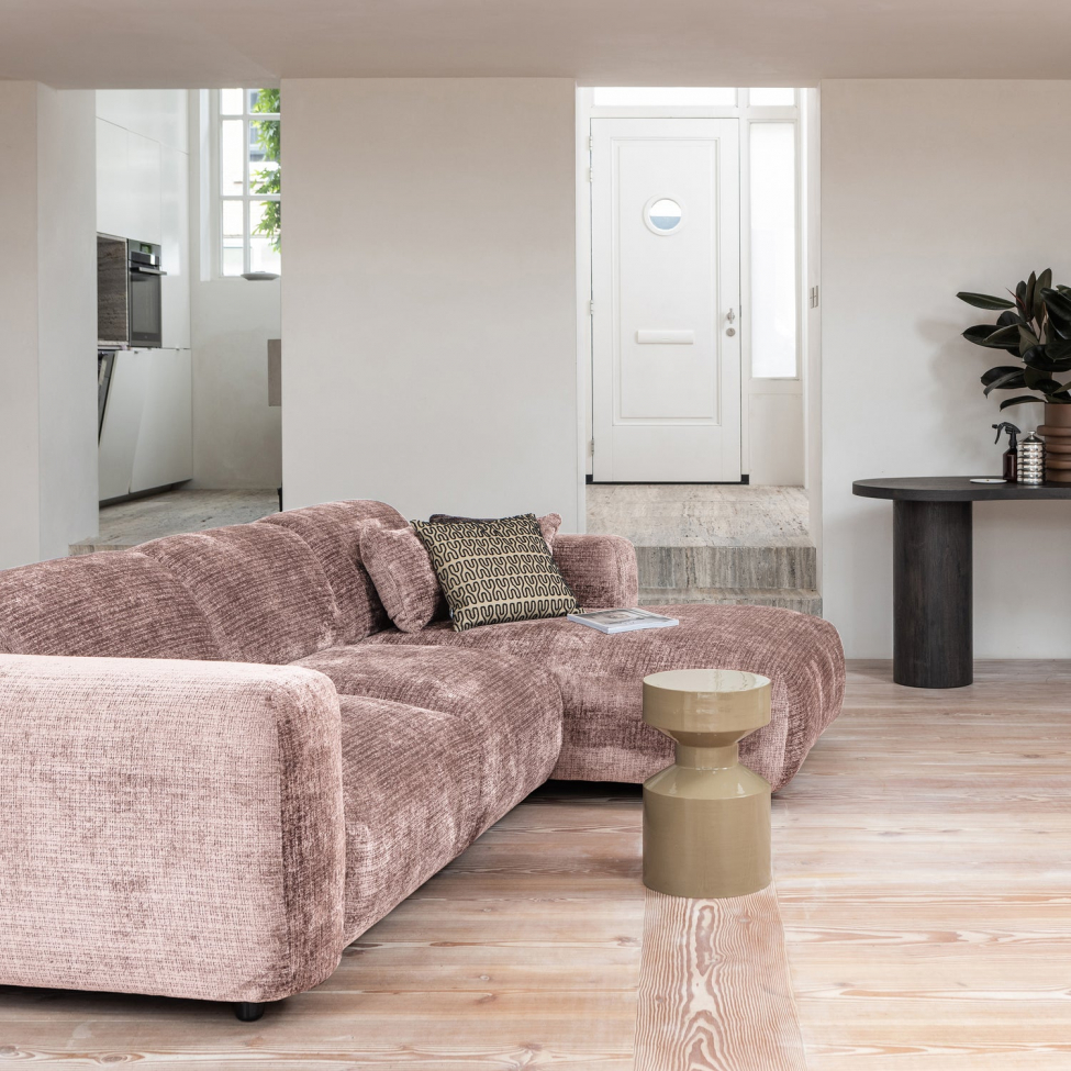 Sofa ‘Cloud’ 3-personers chaiselong højre - Brungrå/Rosa