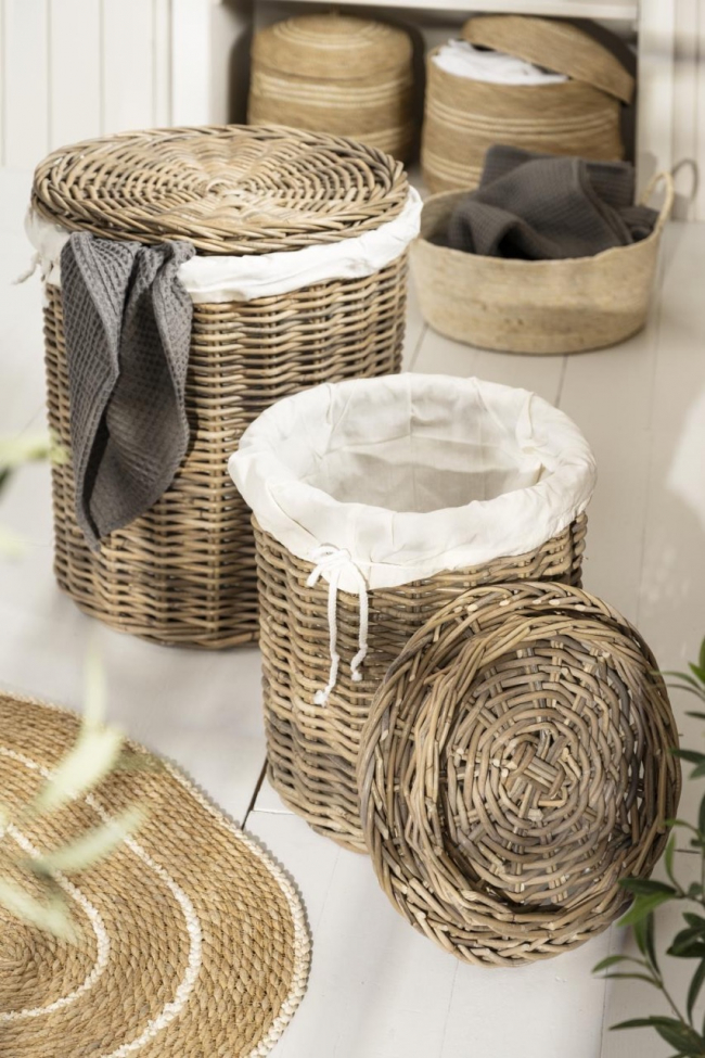 Vasketøjskurv 2-pak 'Rattan' - Natur