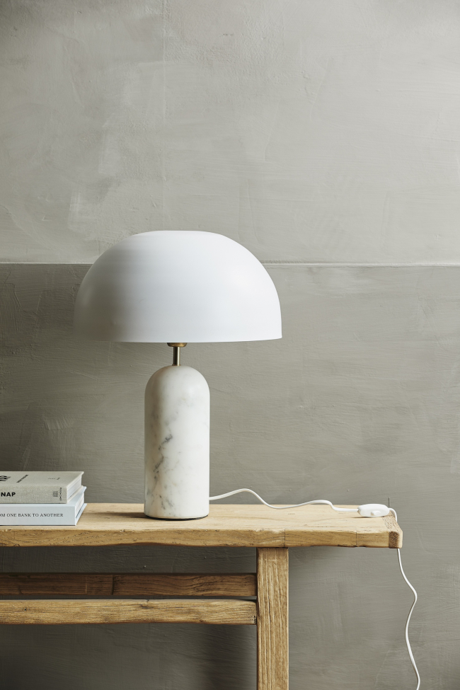 Bordlampe 'Atlas' - Hvid/Marmor