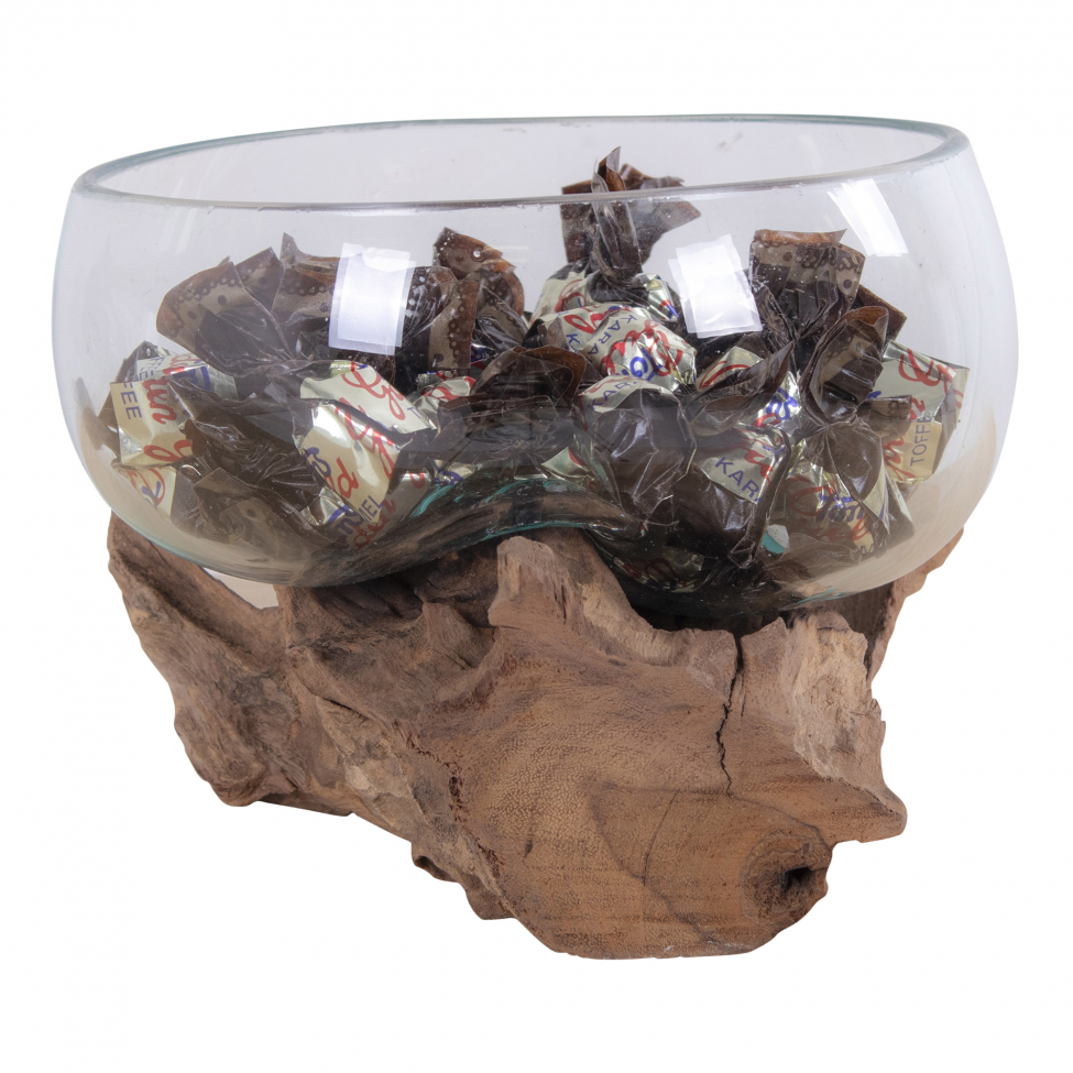 Dekoration 'Waterdrop' 15x15cm - Træ/Glas