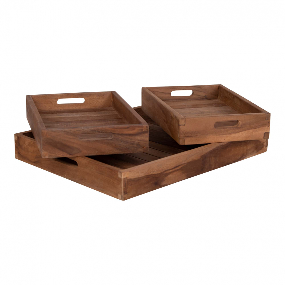 3-pak Bakke 'Faro' - Teak/Natur