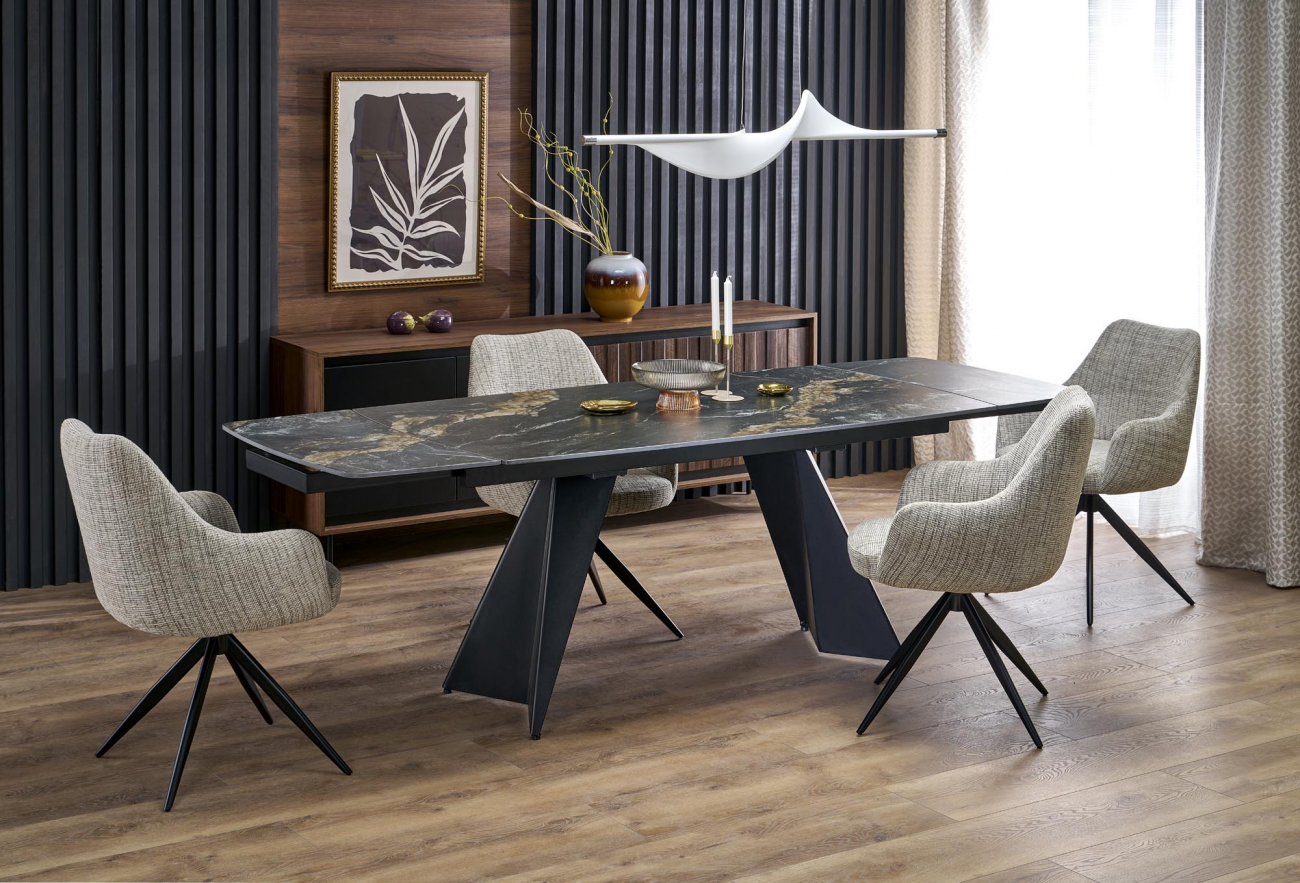 Spisebord 'Armani' 165-241cm - Sort