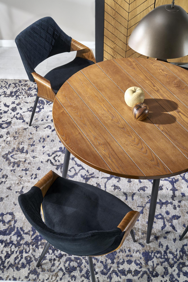 Spisebord 'Barry' Rundt 105cm - Natur/sort