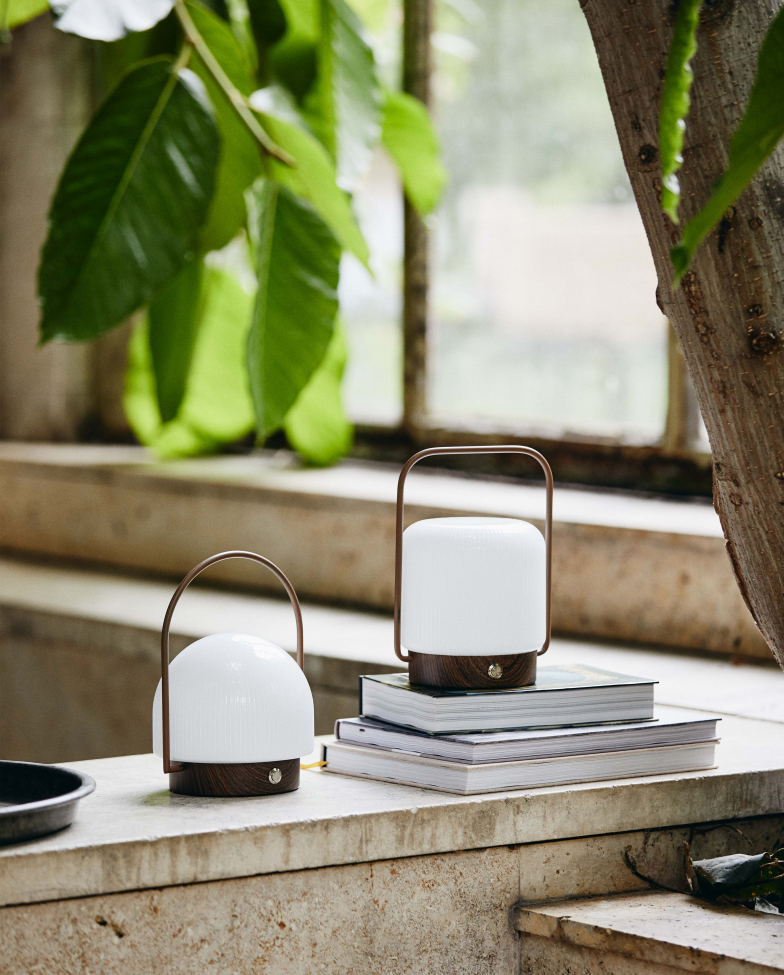 Bærbar lampe 'Troy' - Hvid/Brun
