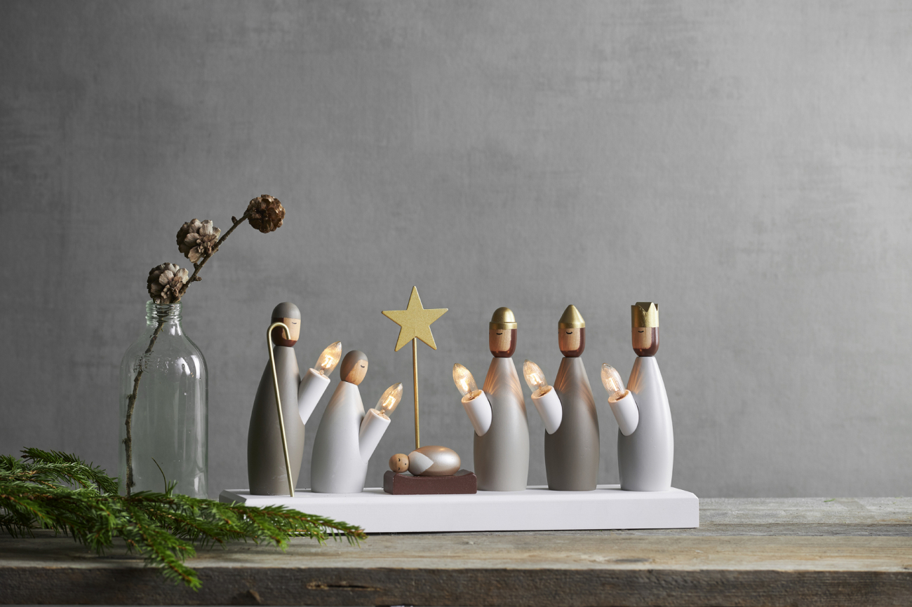 Adventskrans 'Krubba' - Hvid