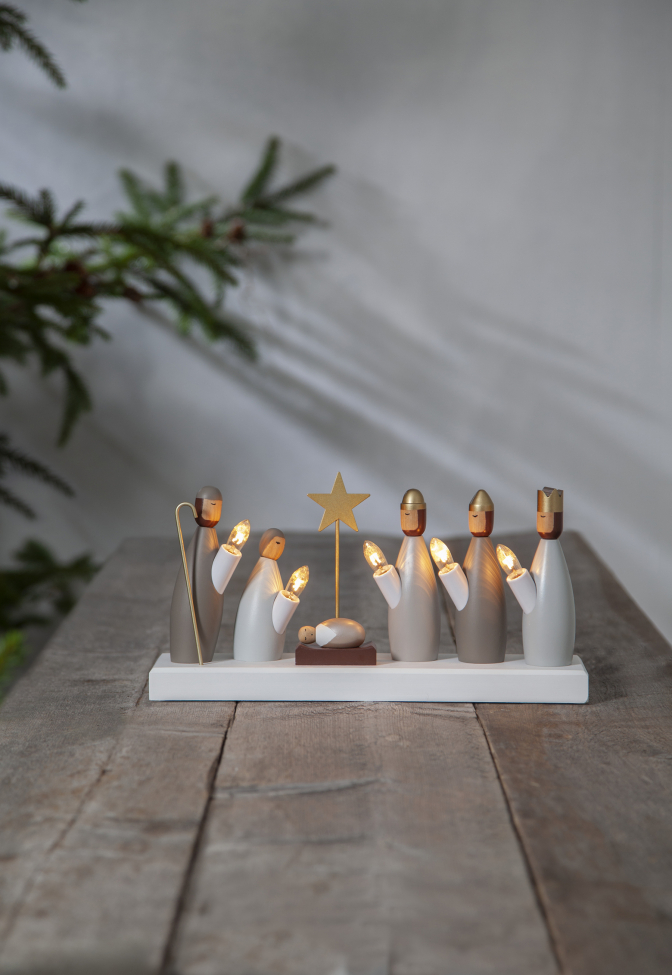 Adventskrans 'Krubba' - Hvid