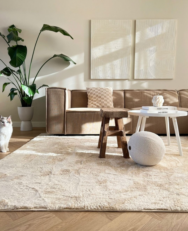 Gulvtæppe 'Aranga Super Soft' 80x180cm - Beige