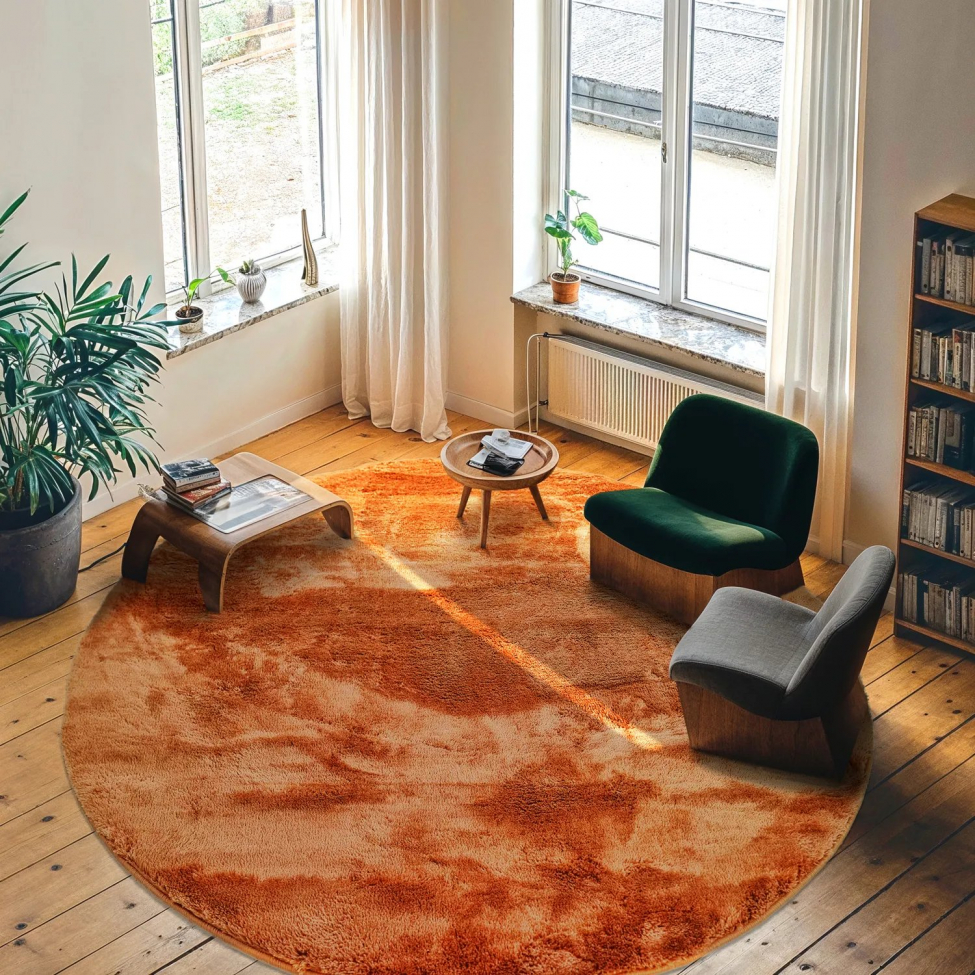 Rund tæppe 'Aranga Super Soft' 200cm - Orange