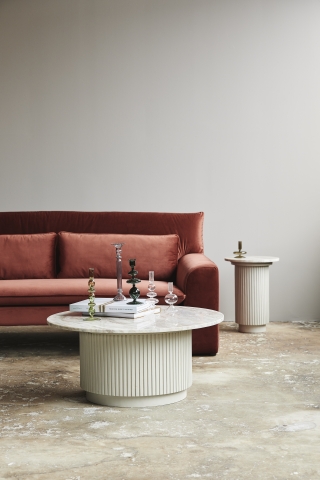 Sofabord 'Erie' Rundt 75cm - Hvid Marmor