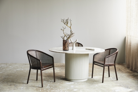 Spisebord 'Erie' Rundt 140cm - Hvid Marmor
