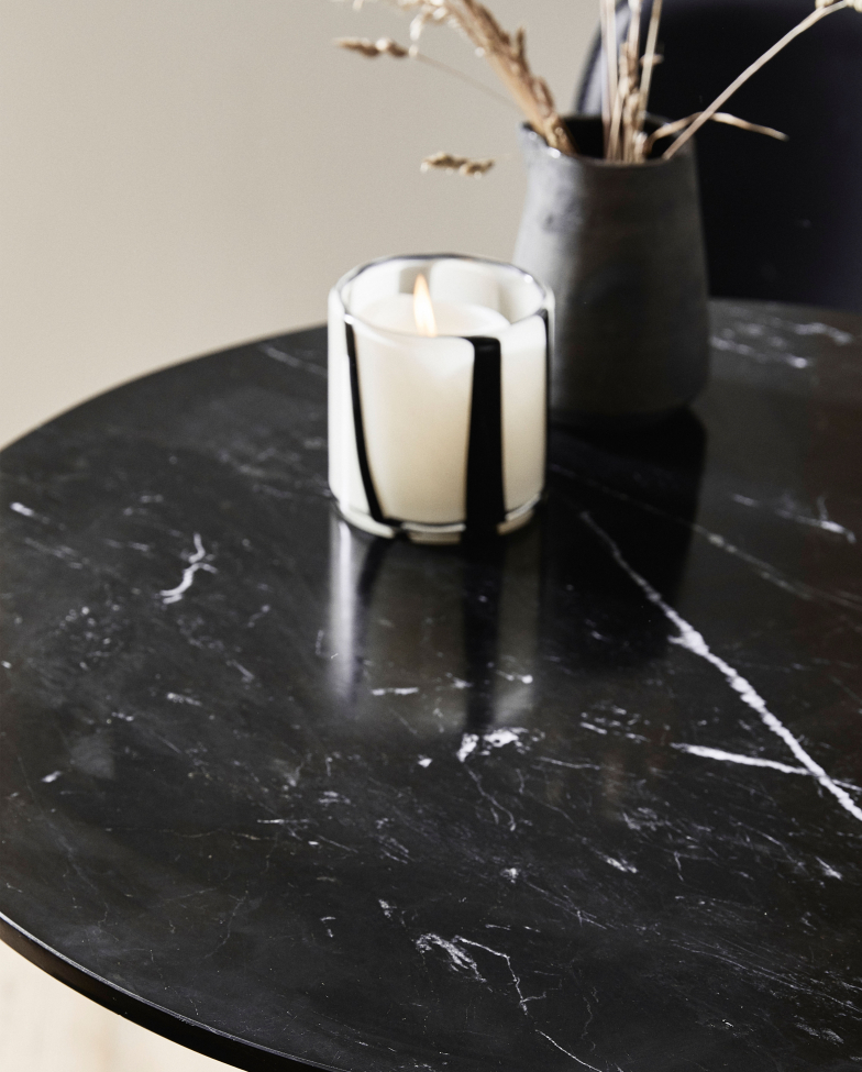 Cafebord 'Erie' - Sort/Marmor