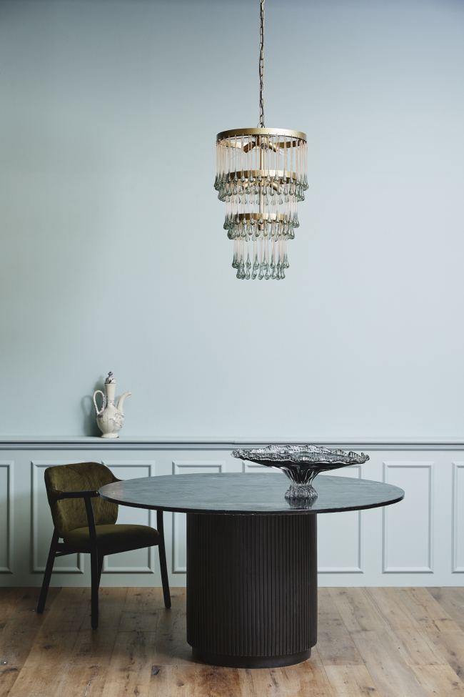 Spisebord 'Erie' Rundt 140cm - Sort Marmor