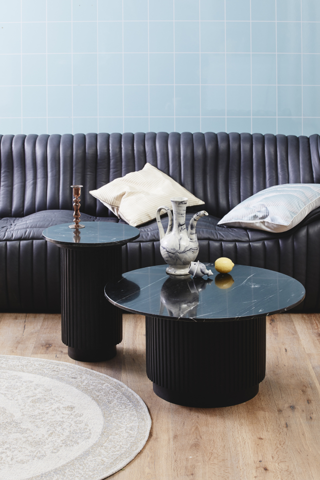 Spisebord 'Erie' Rundt 140cm - Sort Marmor