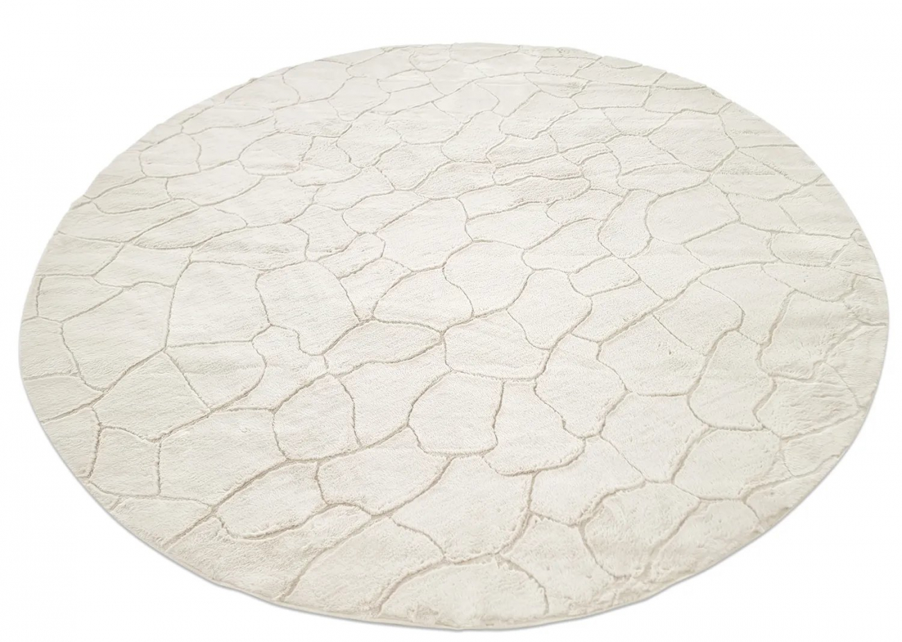 Rundt tæppe 'Cora' 120cm - Hvid
