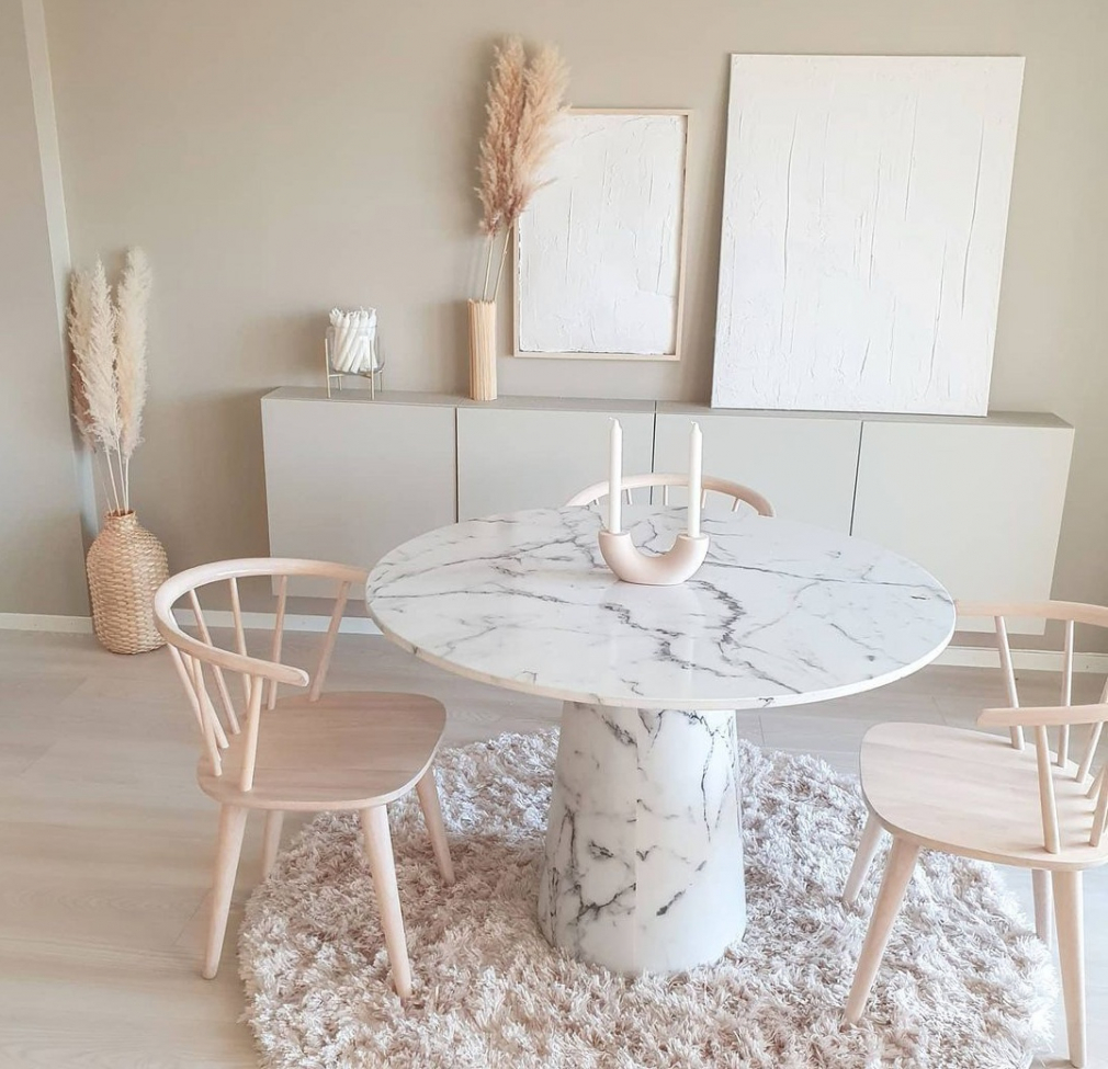 Rundt tæppe 'Janjira' 120cm - Offwhite
