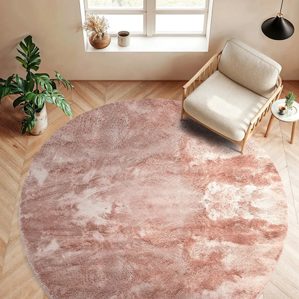 Rund tæppe 'Aranga Super Soft Fur' 80cm - Rosa