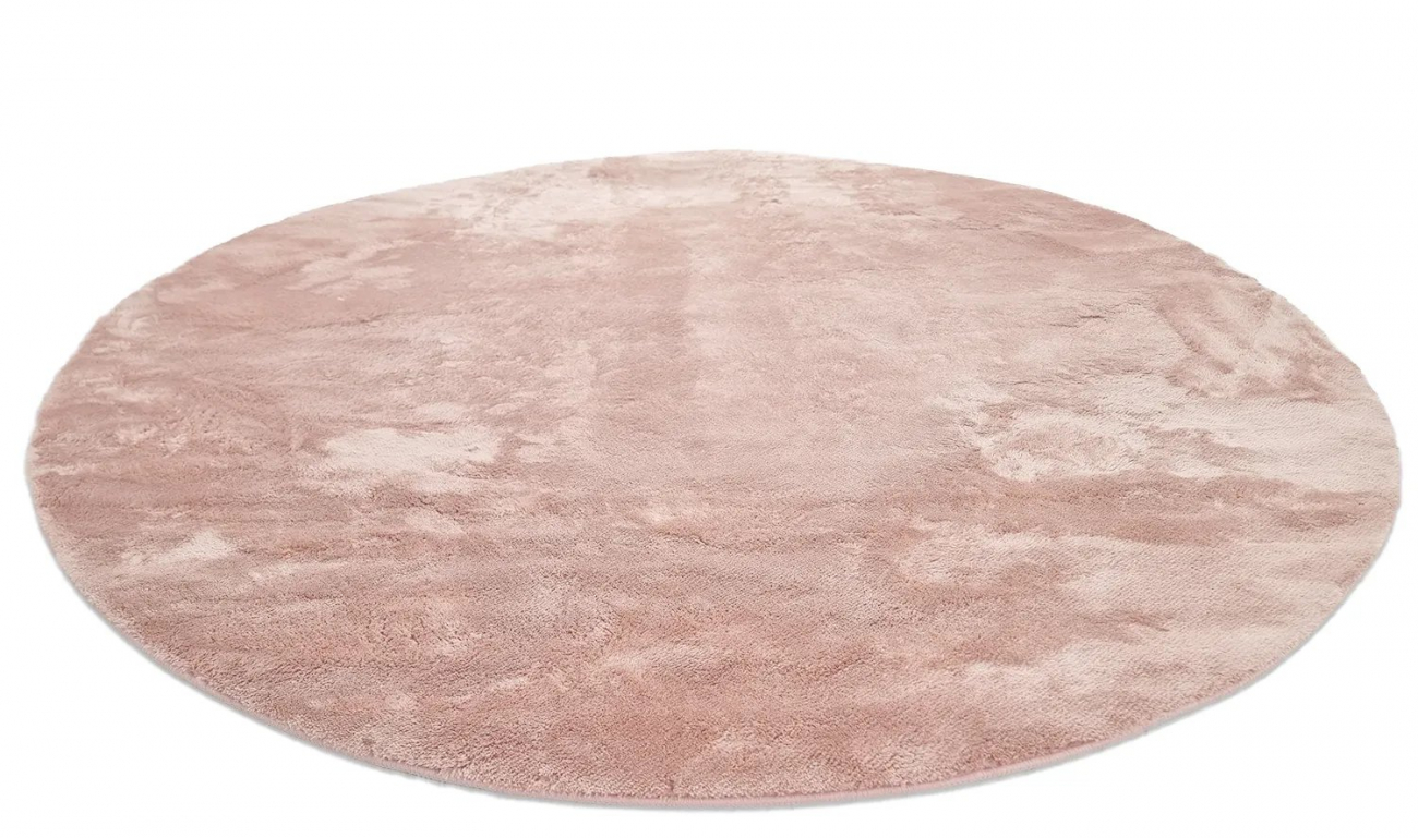 Rund tæppe 'Aranga Super Soft Fur' 80cm - Rosa