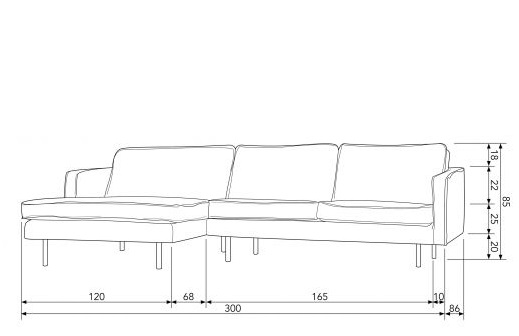 Sofa 'Rodeo' - Khaki - Venstre