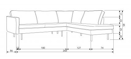 Hjørnesofa 'Rodeo' - Khaki - Højre