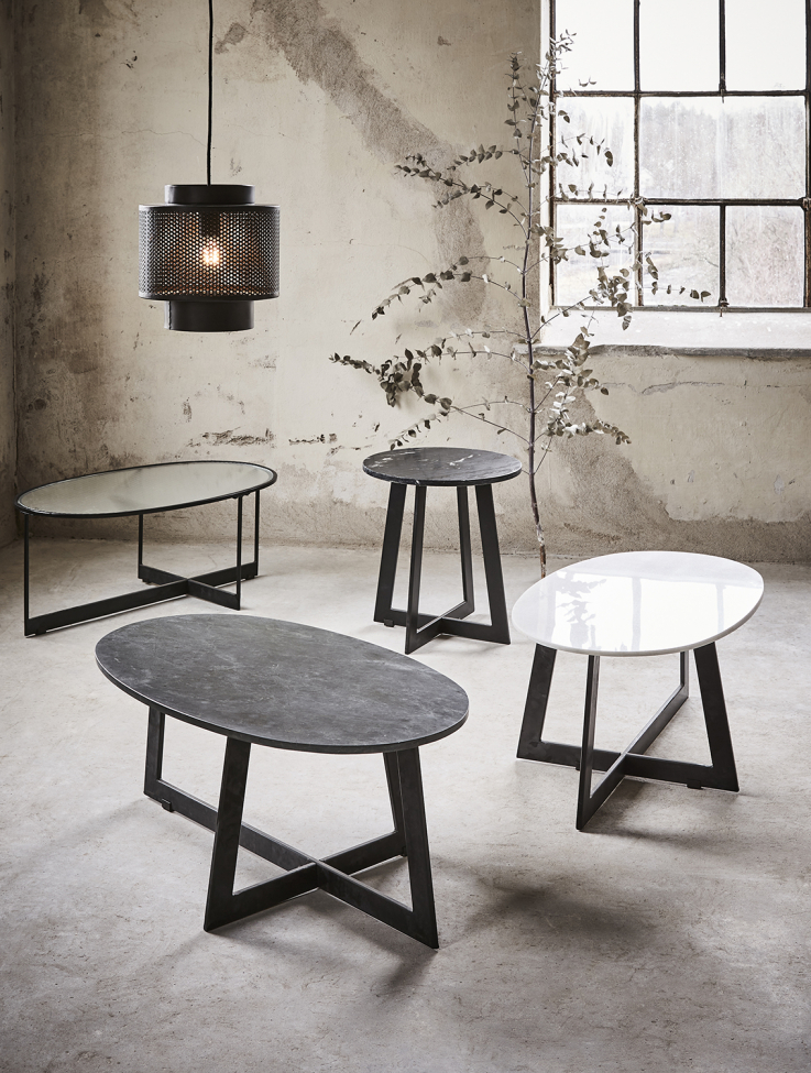 Sofabord 'Milan' 90x50cm - Sort/glas