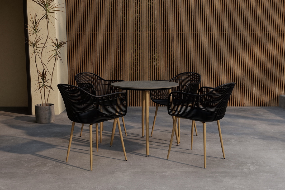 Spisesæt 'Anafi' – grå/sort