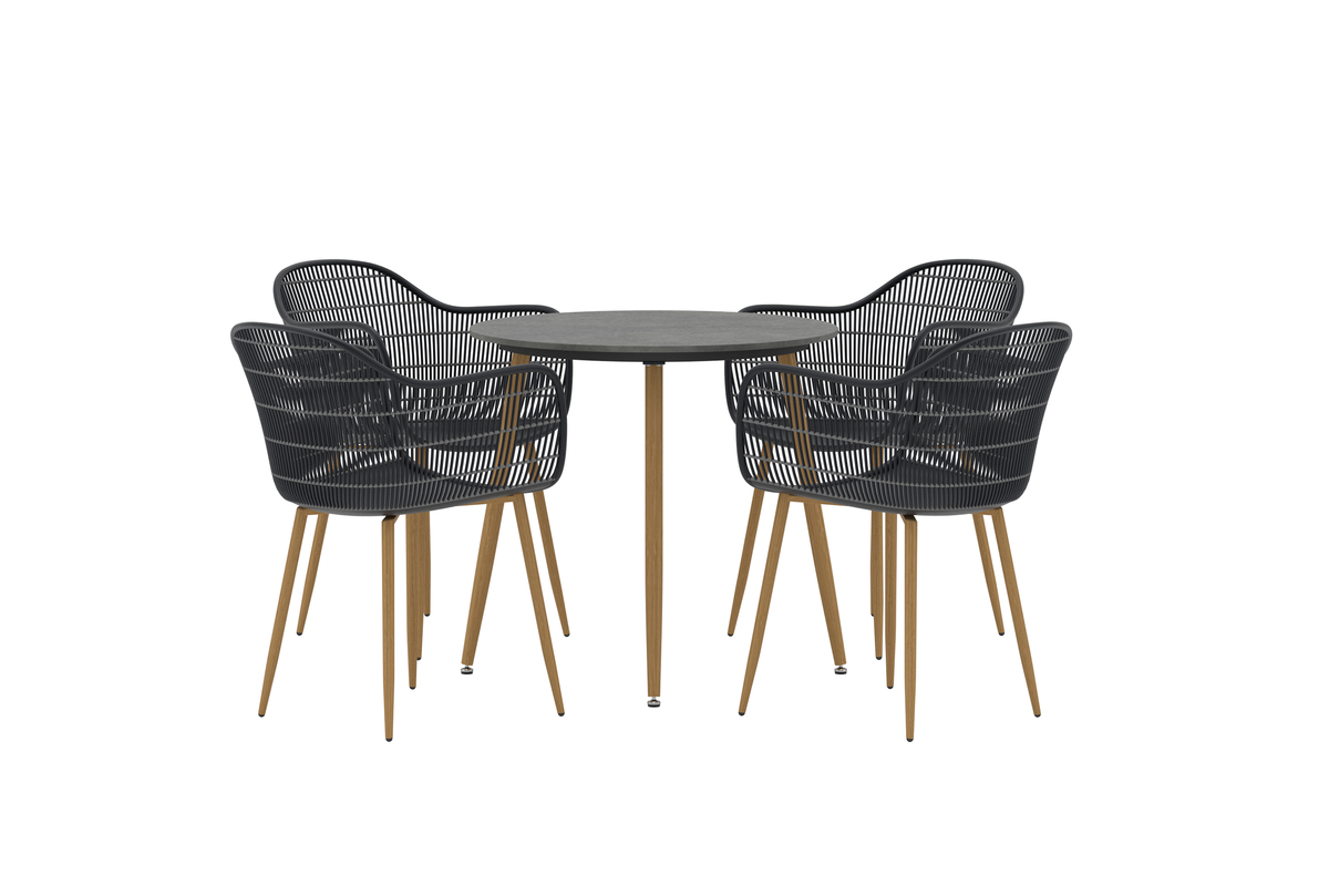 Spisesæt 'Anafi' – grå/sort