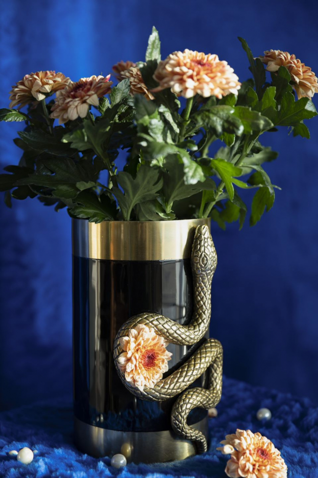 Vase 'Snake' - Guld/Sort