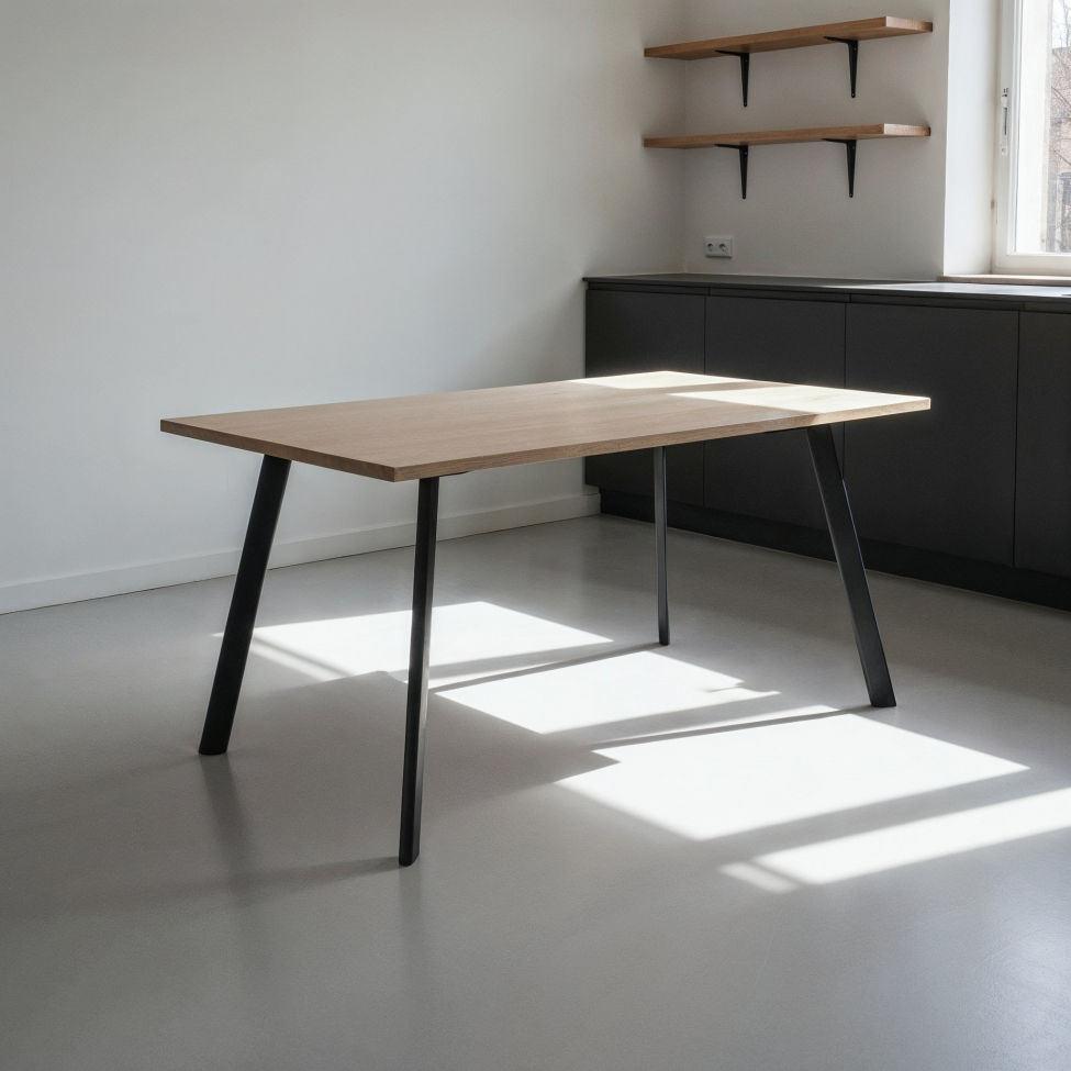 Spisebord 'Klassisk' 140x80cm - Sort/Eg