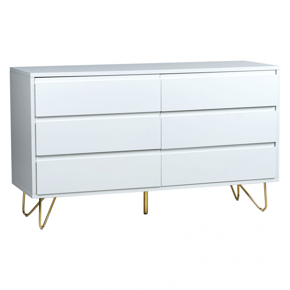 Kommode 'Elle' 120x70 - Hvid/Messing