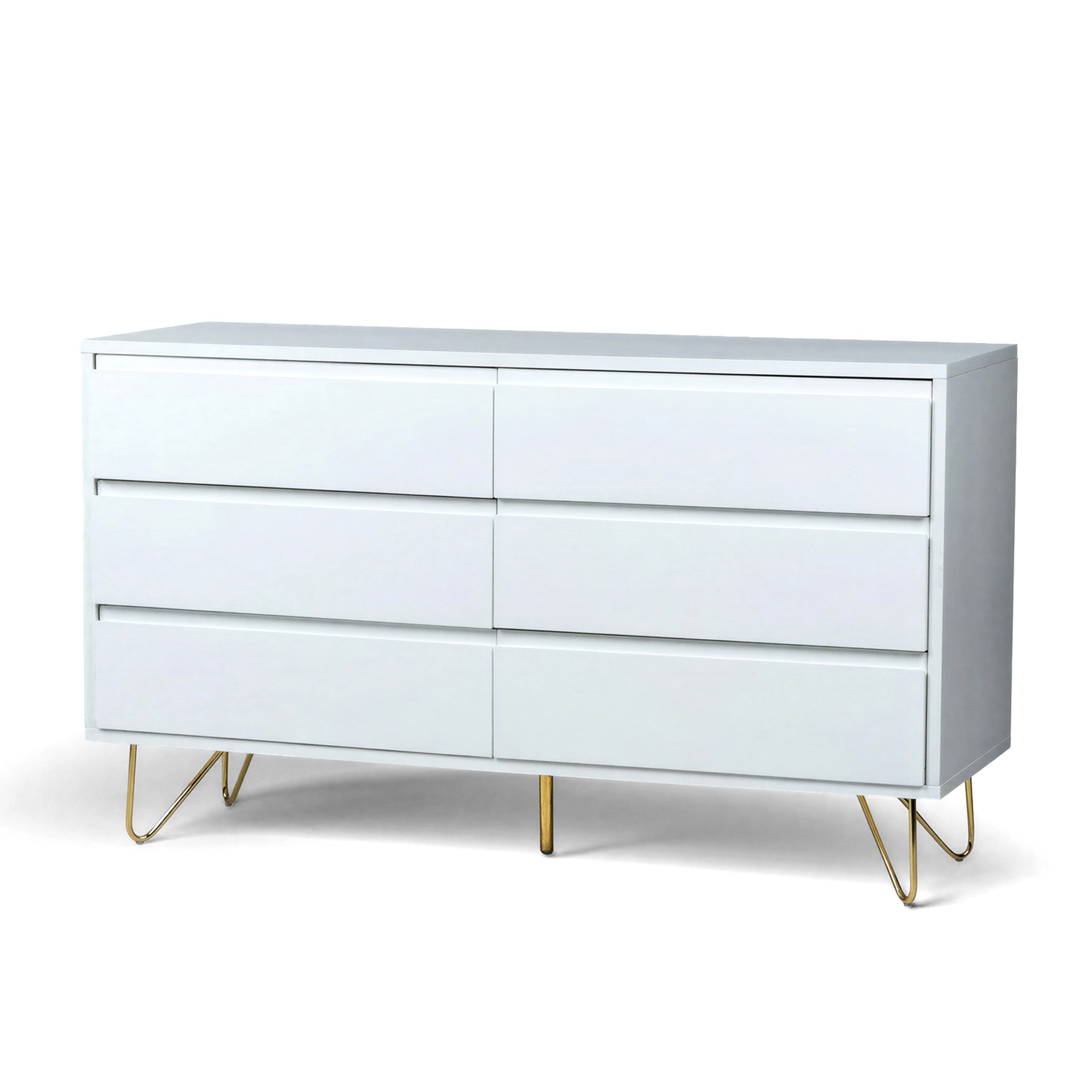 Kommode 'Elle' 120x70 - Hvid/Messing