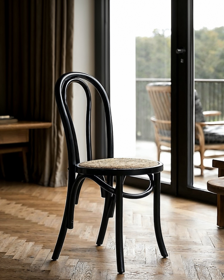 Stol 'Bistro' - Rattan/Sort