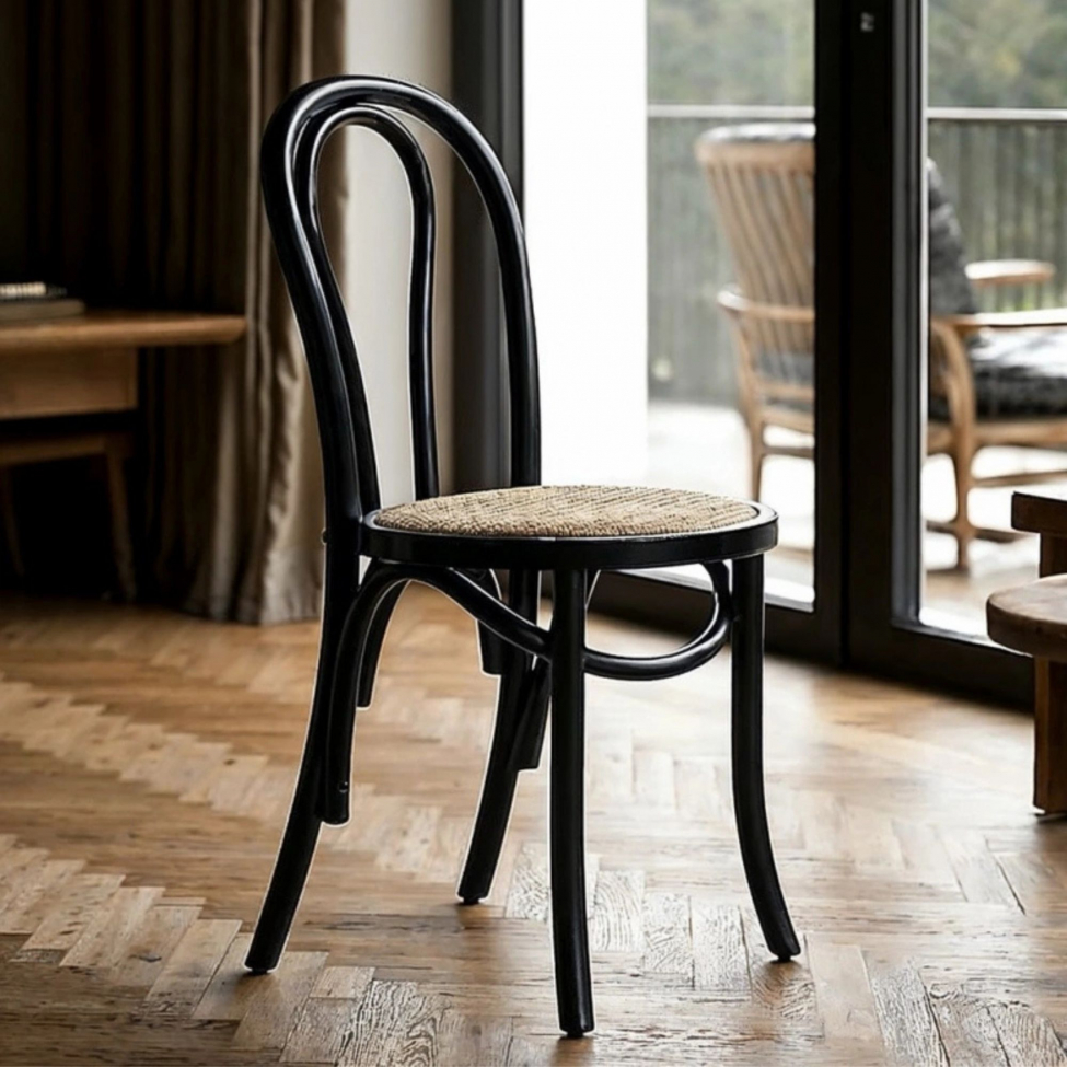 Stol 'Bistro' - Rattan/Sort