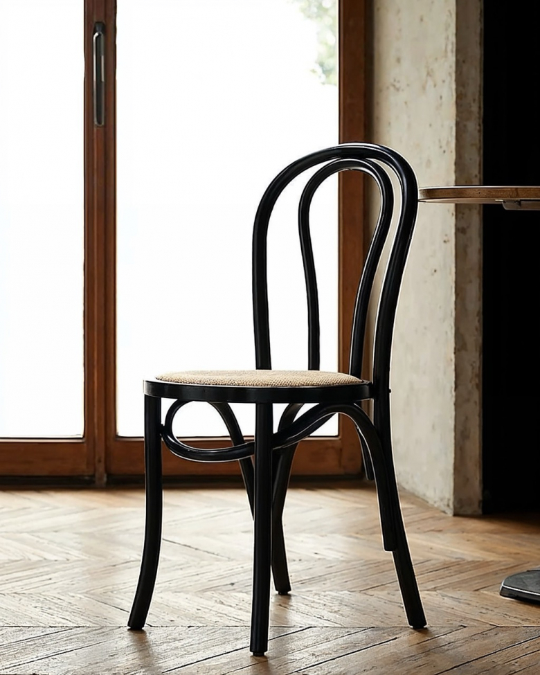 Stol 'Bistro' - Rattan/Sort