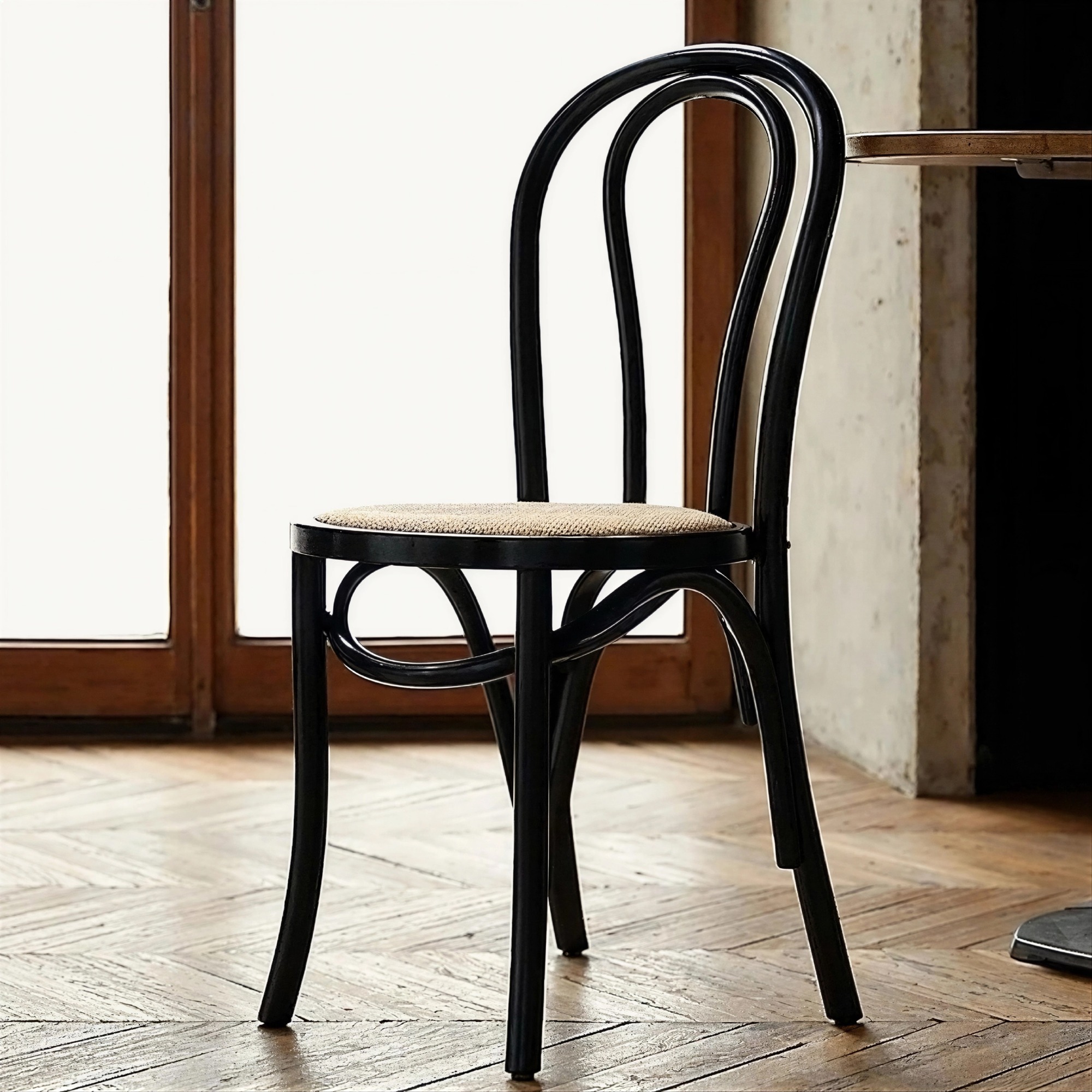 Stol 'Bistro' - Rattan/Sort