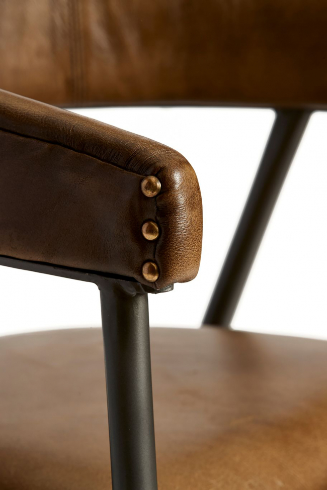 Stol 'London' - Patina Brun/Læder