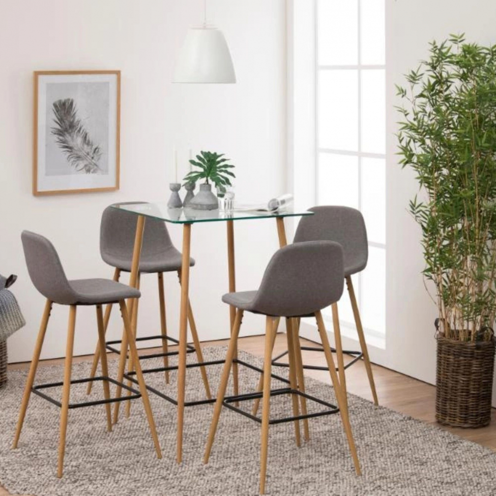 Barstol 'Soller' - Natur/Lys grå