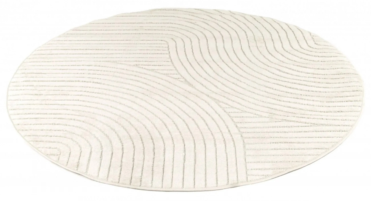 Rundt tæppe 'Devon' - Creme