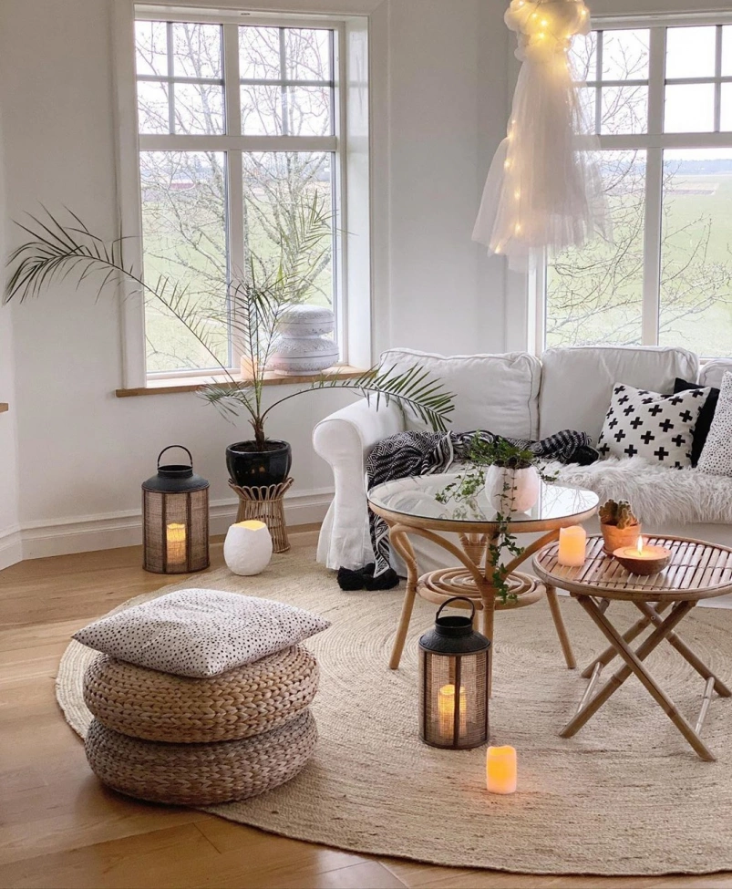 Rundt jutetæppe 'Flätan'