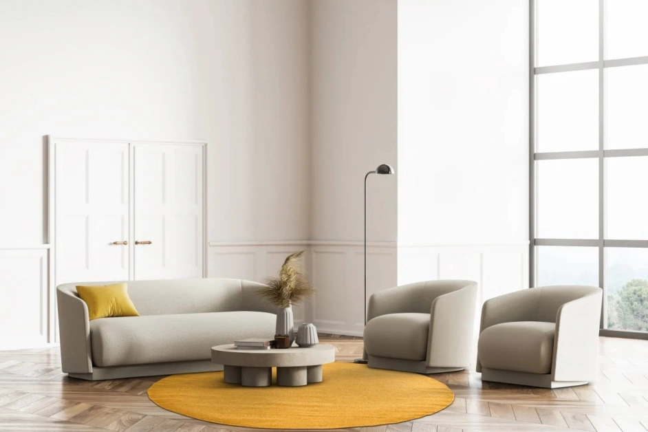 Rundt tæppe 'Hamilton' - Safran