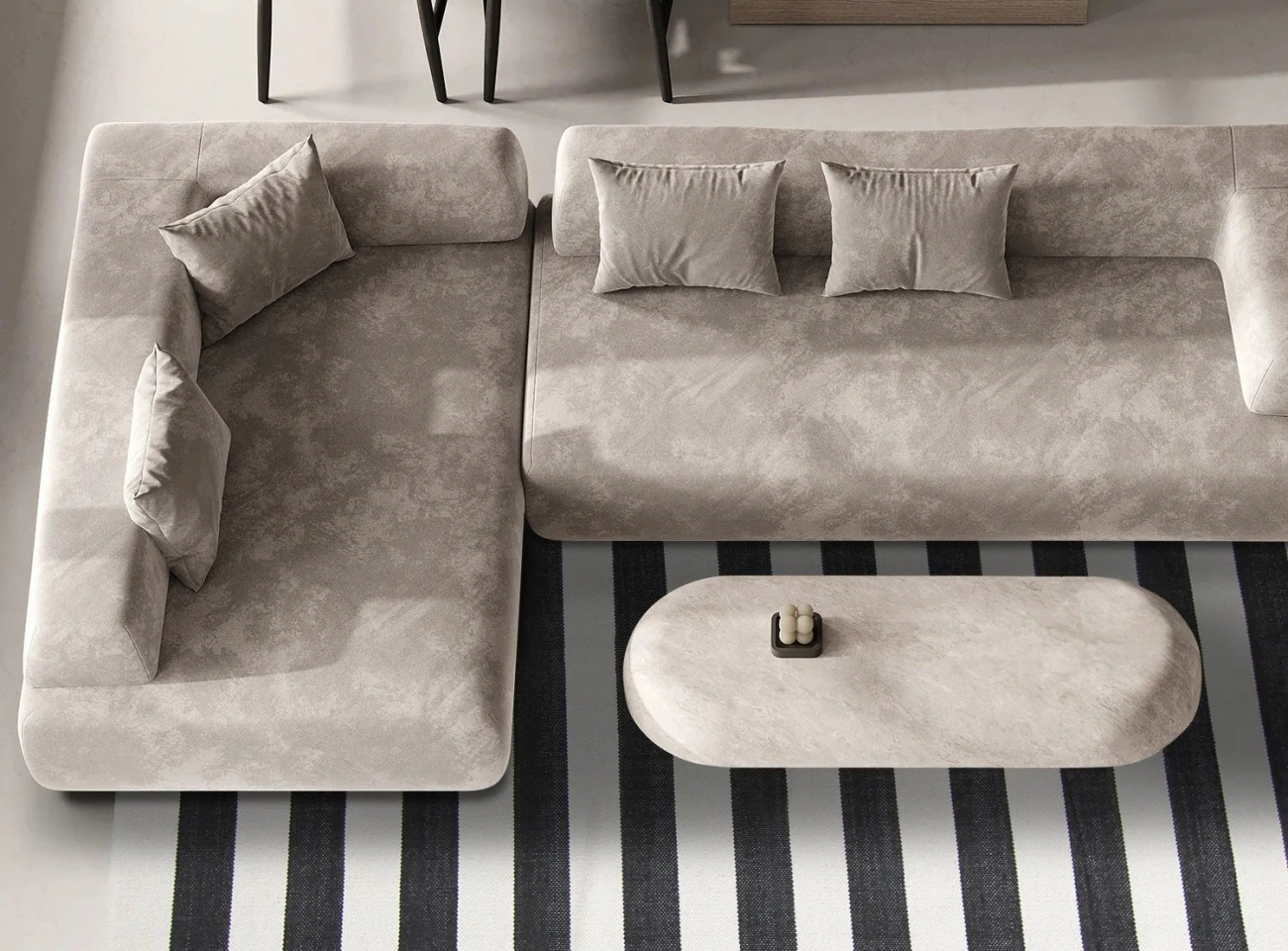 Bomuldstæppe 'Nilo' - Hvid/Sort