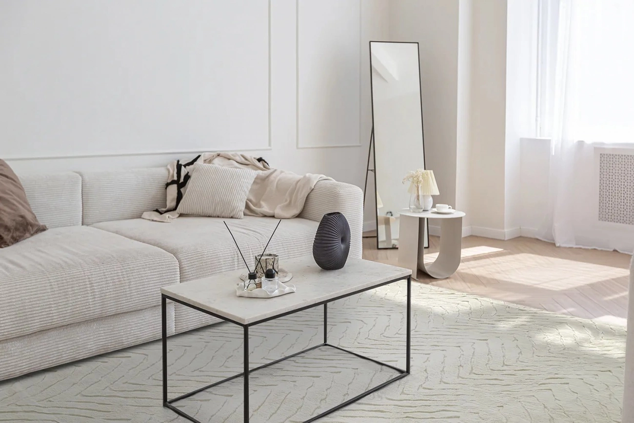 Ryatæppe 'Wren' - Hvid